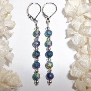Earring Set, Dangle Earrings, Beaded Earrings, Blue Earring Set, Jewelry 7791